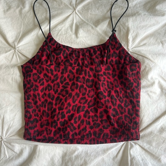 Garage Y2K Retro Leopard Print Red Cami Top - Picture 3 of 4
